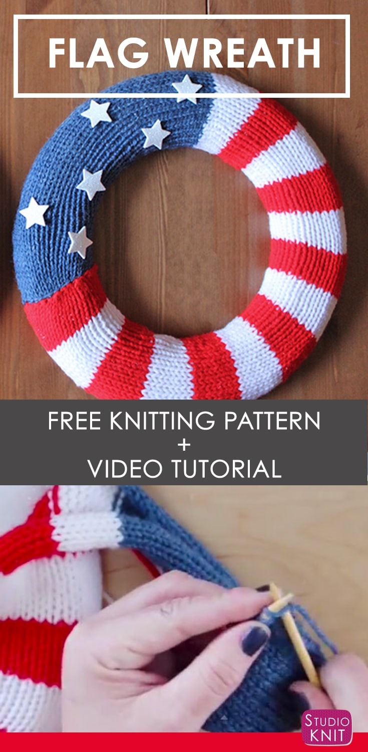 Patriotic Flag Wreath Knitting Pattern Studio Knit