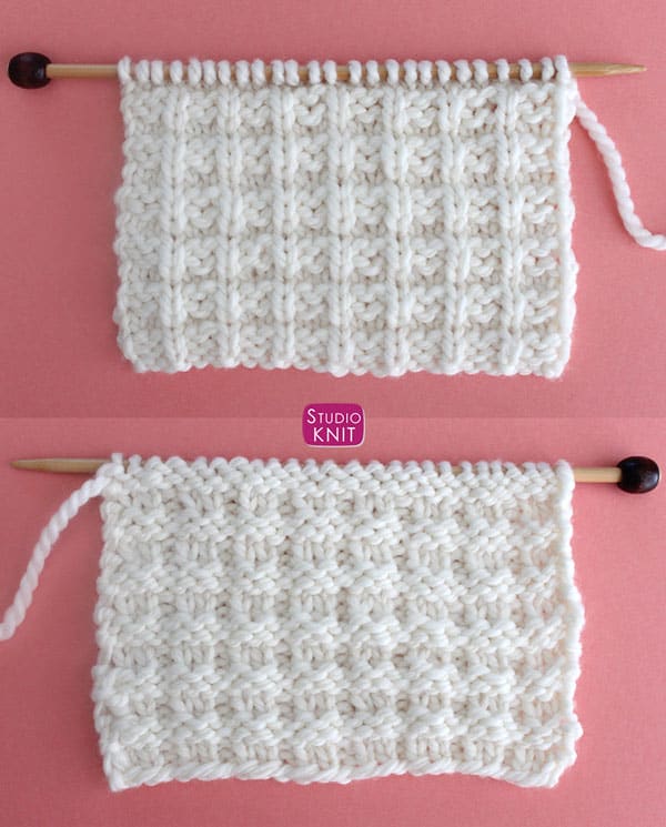 Waffle Stitch Knitting Pattern for Beginners - Studio Knit