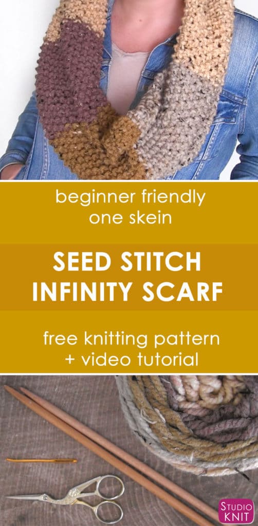 Download Seed Stitch Infinity Scarf Pattern with Video Tutorial | Studio Knit