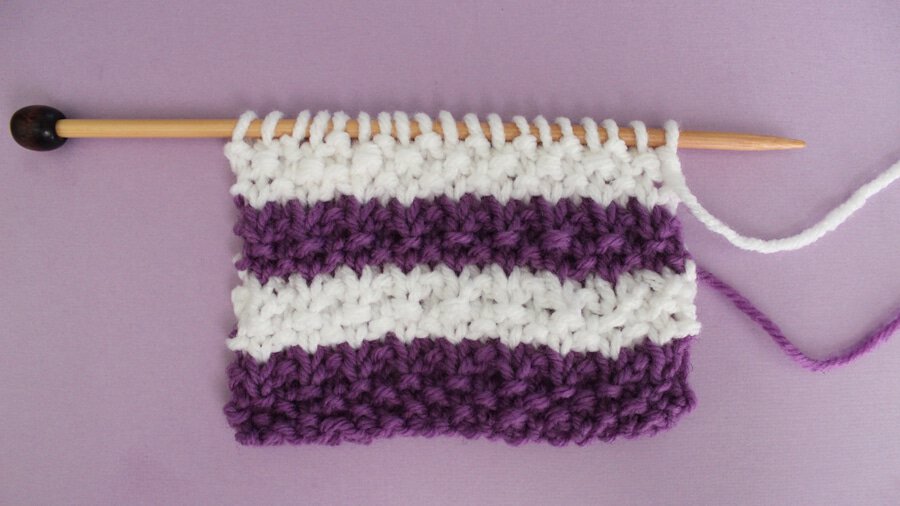 How to Knit Stripes with Studio Knit - Seed Stitch Pattern