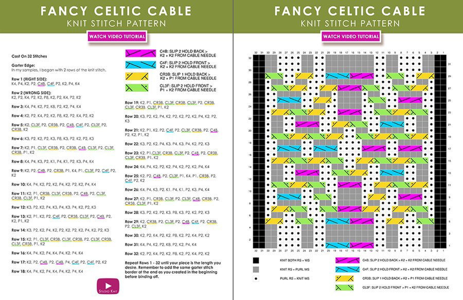 Fancy Celtic Cable Knitting Pattern Studio Knit