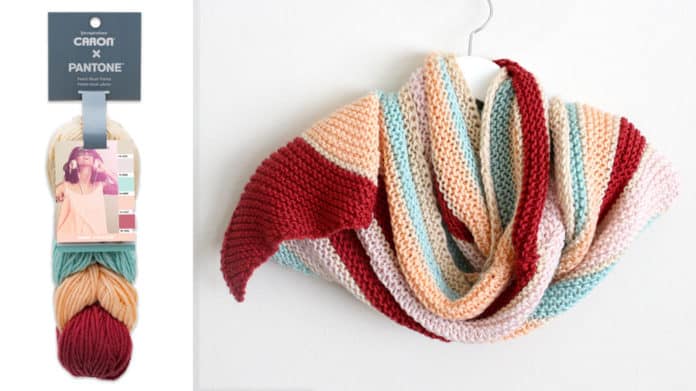 Caron X Pantone Asymmetrical Knit Shawl Pattern Studio Knit