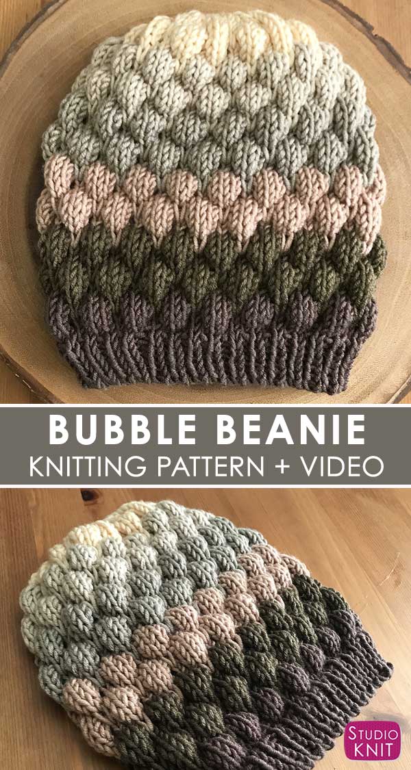 Bubble Beanie Hat Knitting Pattern with Video Tutorial Studio Knit