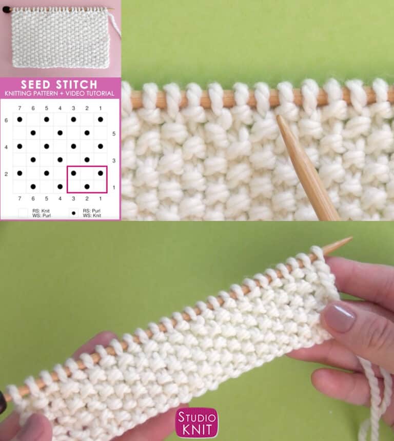 Easiest Seed Stitch Knitting Pattern for Beginners Studio Knit