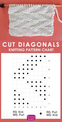 Cut Diagonals Stitch Knitting Pattern for Beginners - Studio Knit