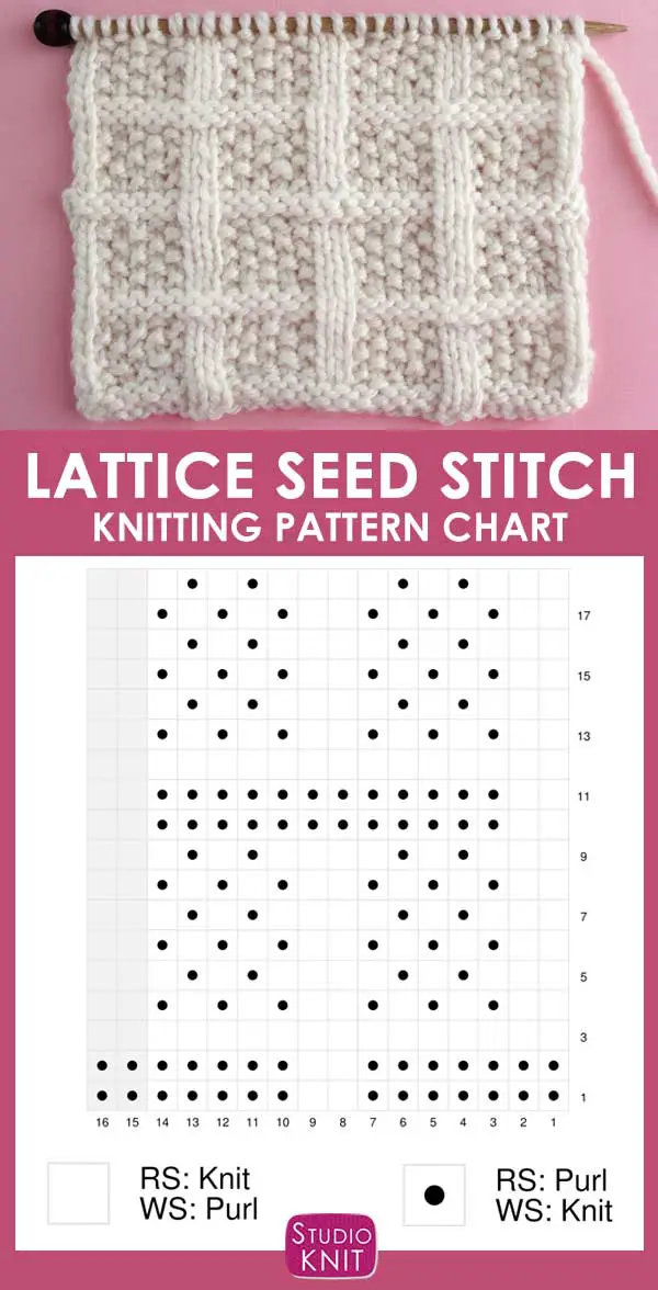 Lattice Seed Stitch Knitting Pattern for Beginners - Studio Knit