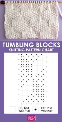 Tumbling Moss Block Stitch Knitting Pattern for Beginners - Studio Knit