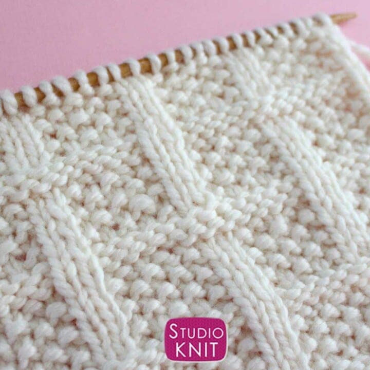 Lattice Seed Stitch Knitting Pattern for Beginners - Studio Knit