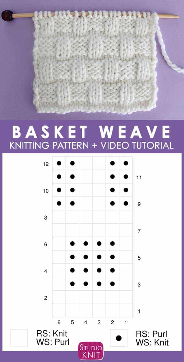 Basket Weave Stitch Knitting Pattern for Beginners Studio Knit