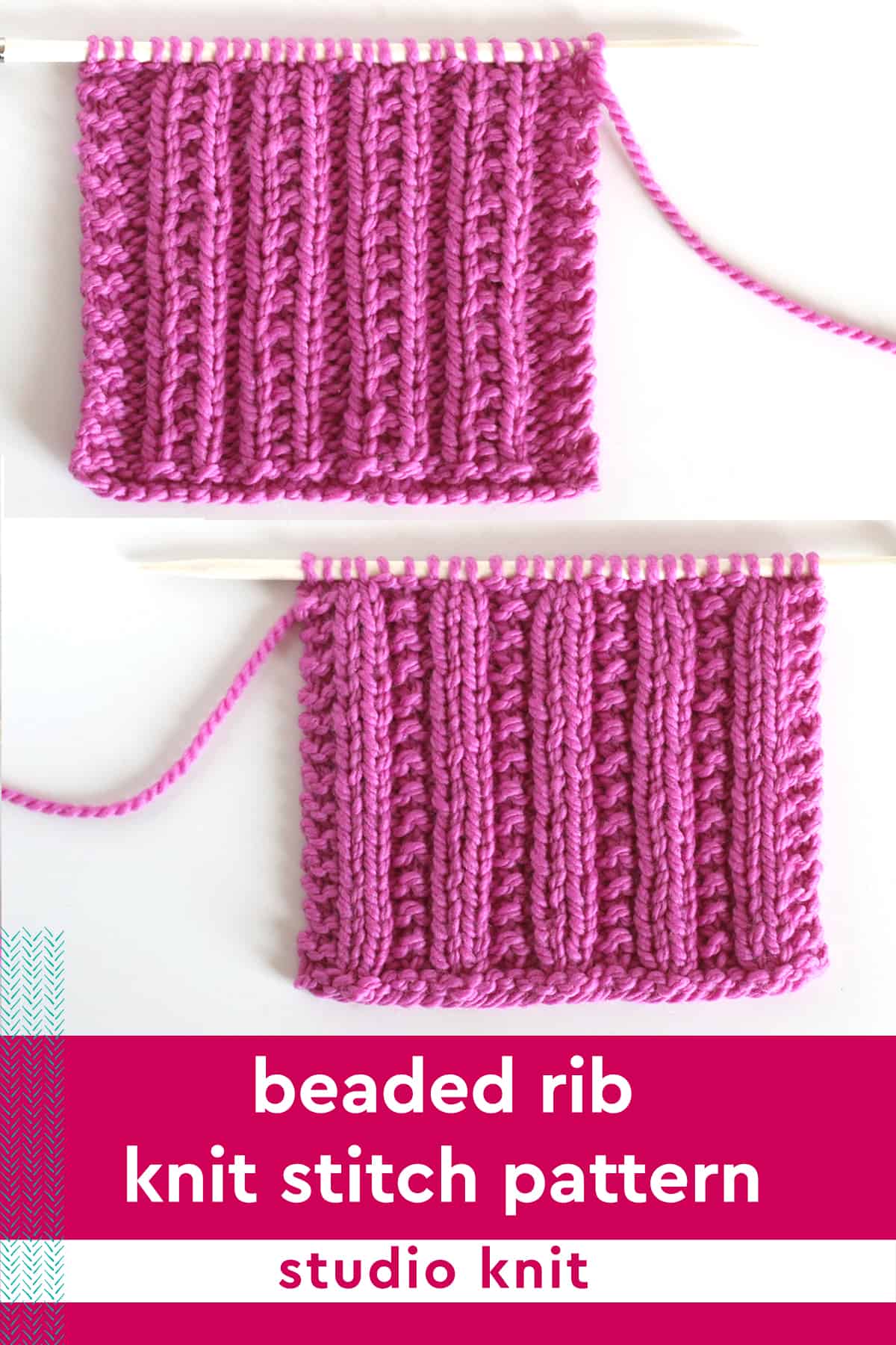 Beaded Rib Stitch Knitting Pattern for Beginners - Studio Knit