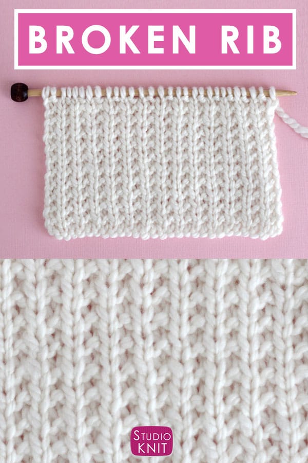 Broken Rib Stitch Knitting Pattern for Beginners Studio Knit