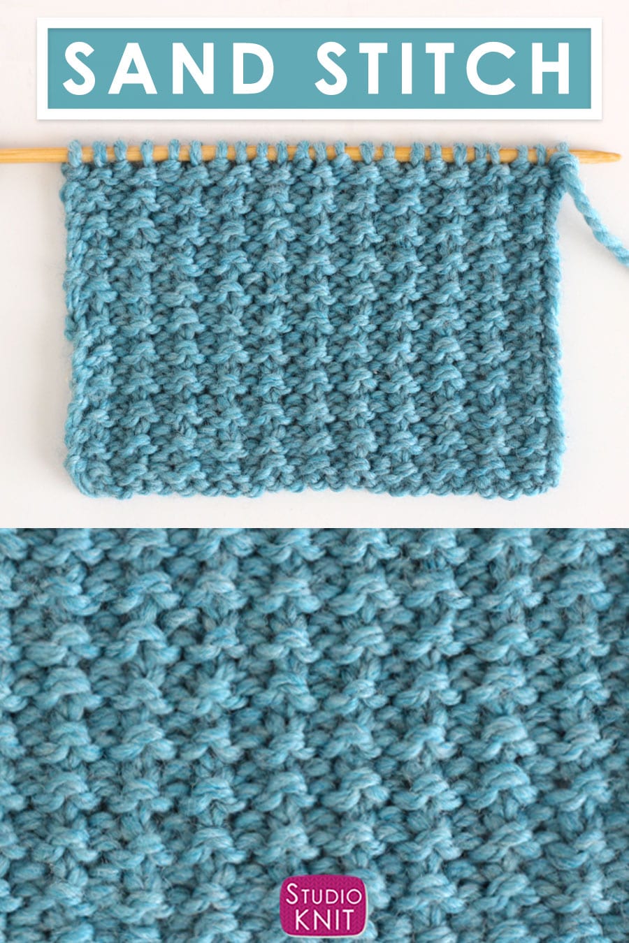 Sand Stitch Knitting Pattern for Beginners Studio Knit