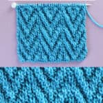 Chevron Rib Stitch pattern by Studio Knit in blue yarn color.