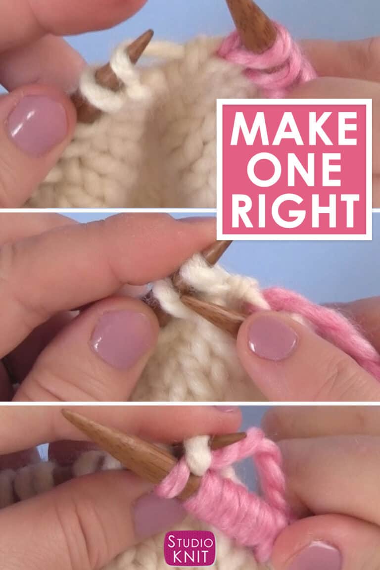 Make One Knitting Increase (M1, M1L, M1R) Studio Knit
