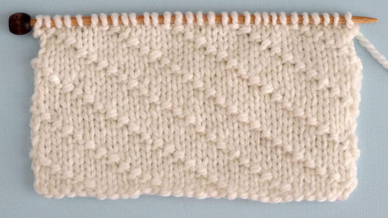 Diagonal Seed Stitch Knitting Pattern for Beginners Studio Knit