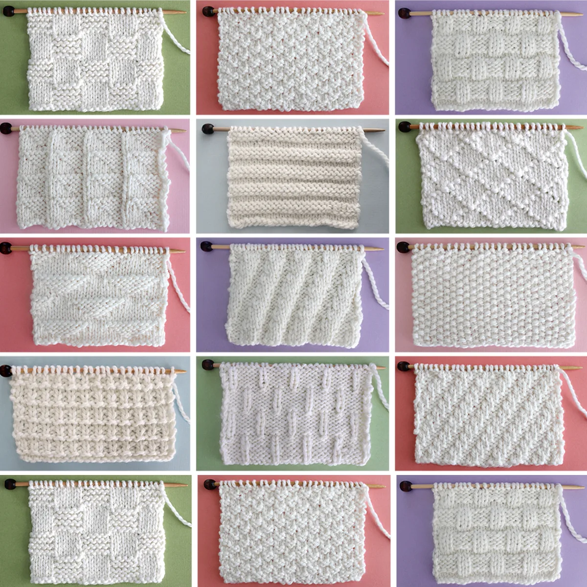different types of knitting stitches