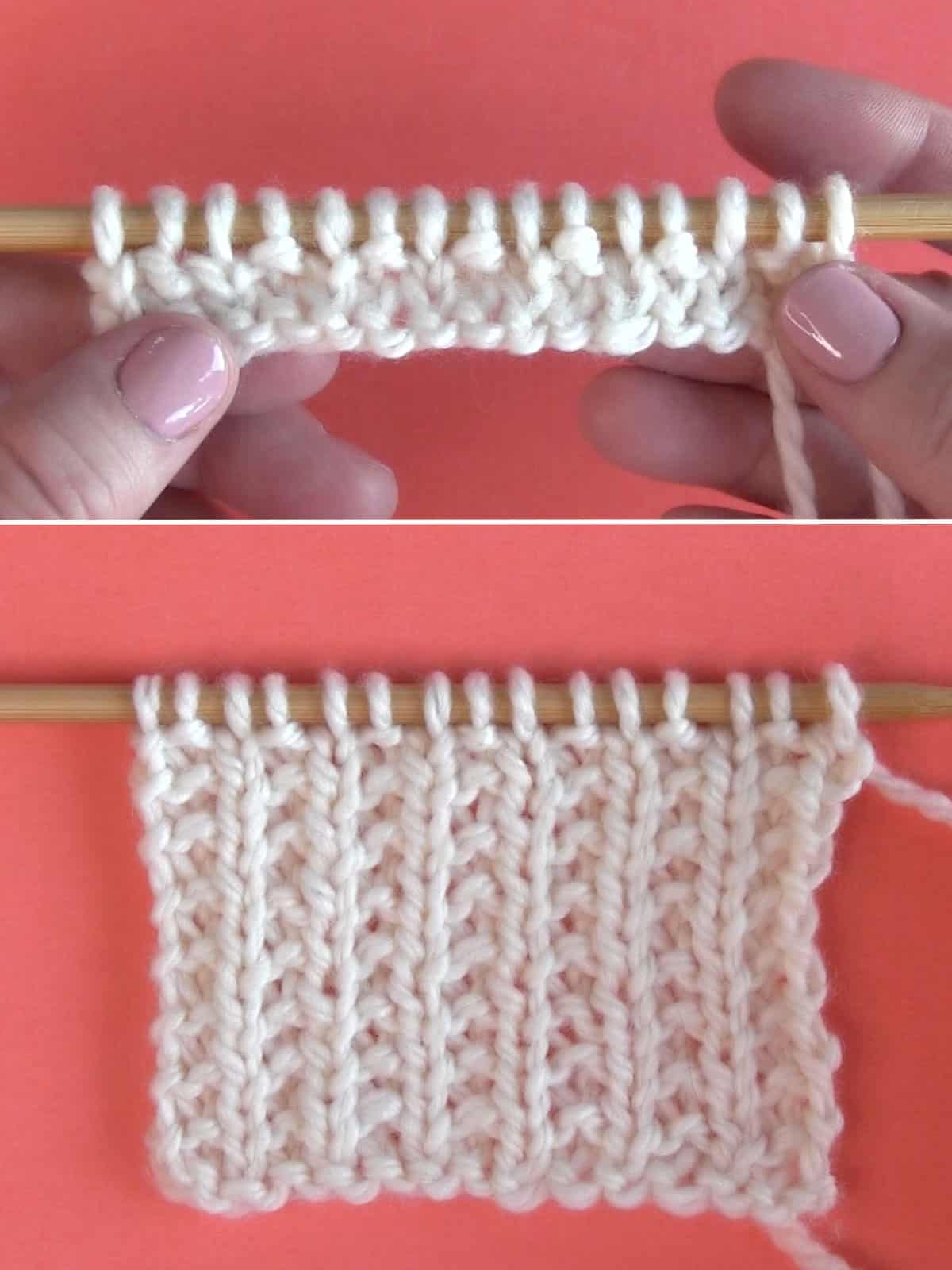 Broken Rib Stitch Knitting Pattern for Beginners - Studio Knit