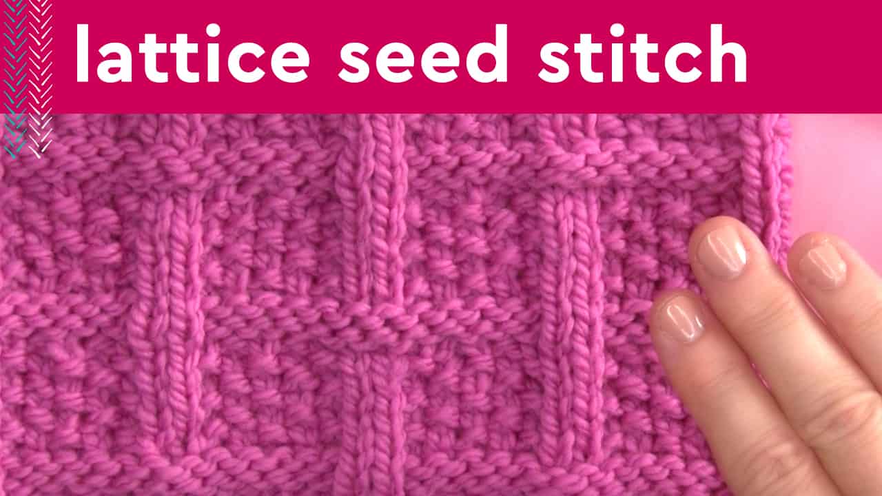 Lattice Seed Stitch knitting pattern in pink color yarn.