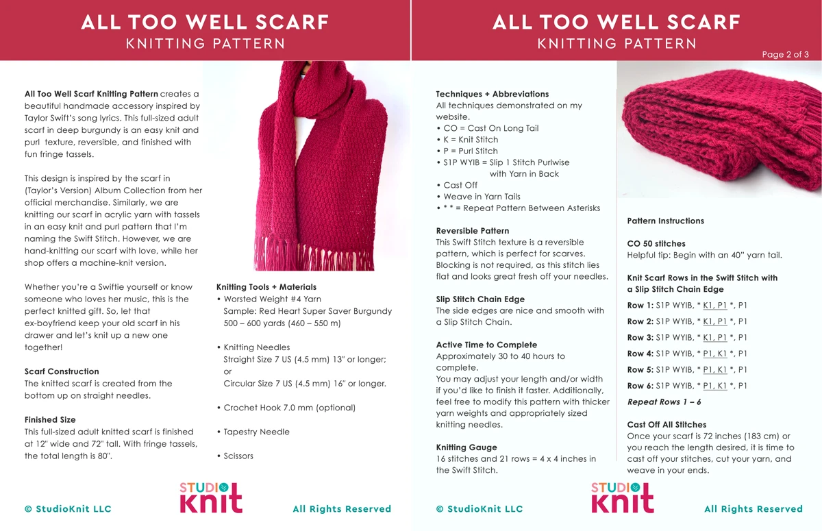 All Too Well Red Knit Scarf