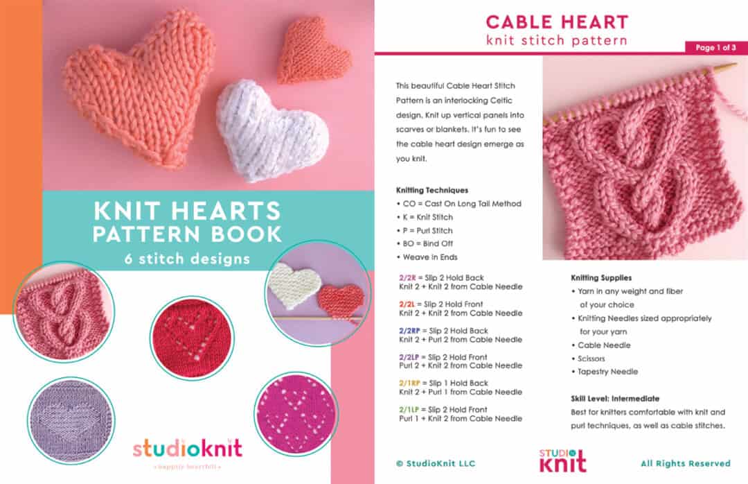 9 Heart Knitting Patterns for All Levels Studio Knit