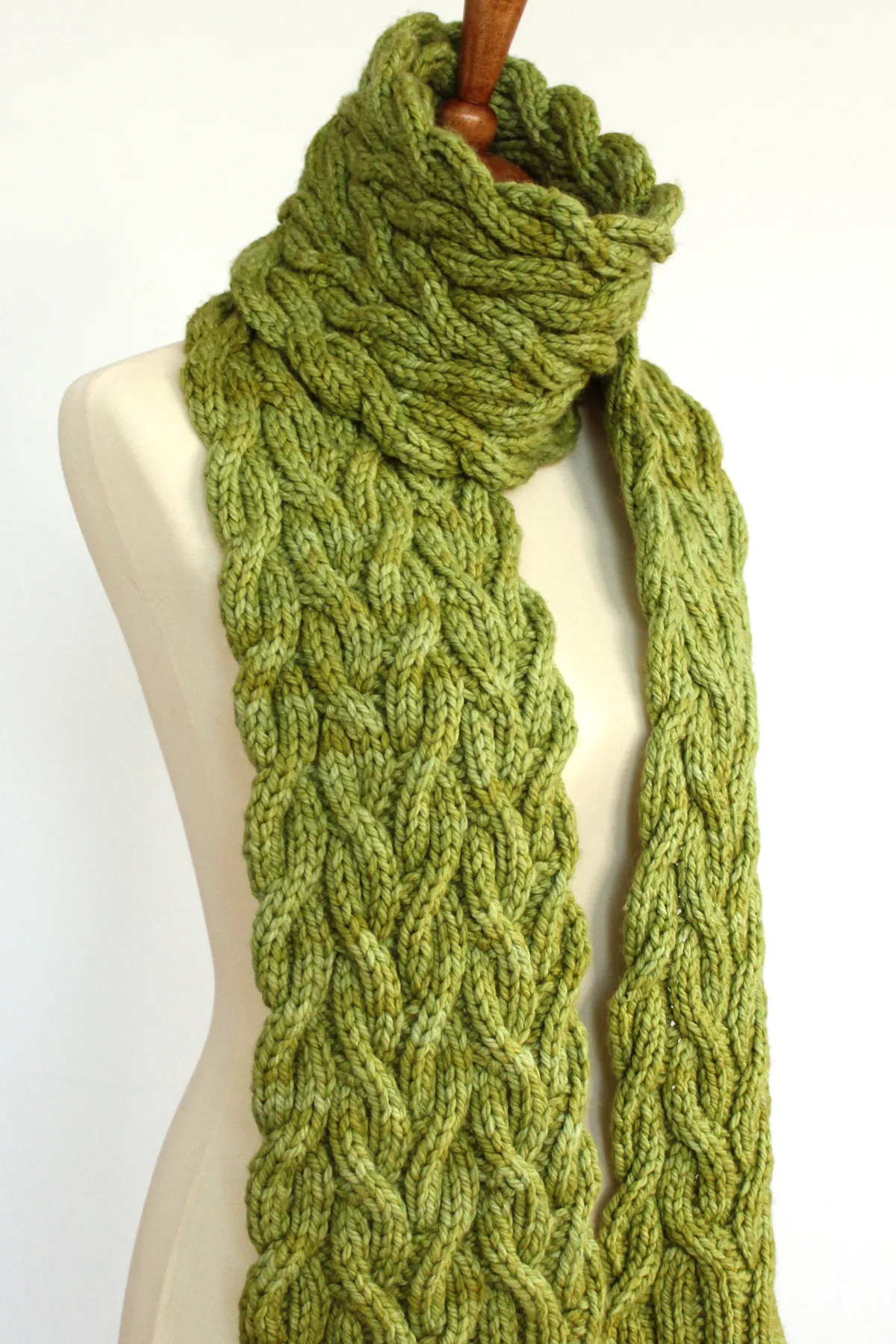 Meadow Vine Reversible Cable Scarf Knitting Pattern - Studio Knit