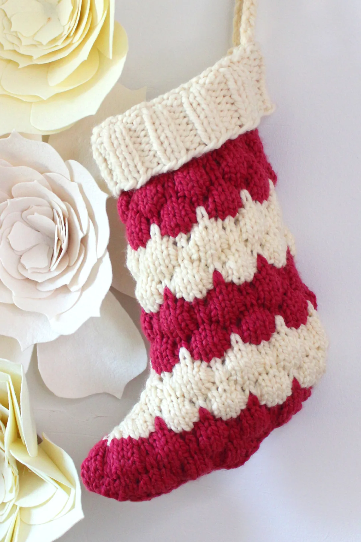 Bubble Christmas Stocking Knitting Pattern - Studio Knit