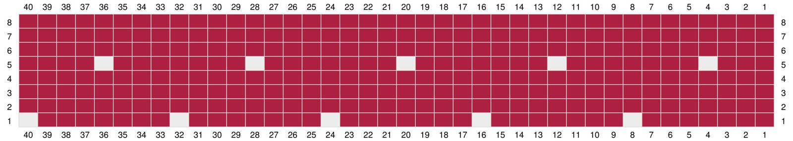 Color chart to knit the seed body section of the Strawberry Baby Hat.