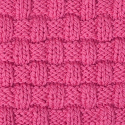 Basket Weaves knit stitch in pink yarn color.