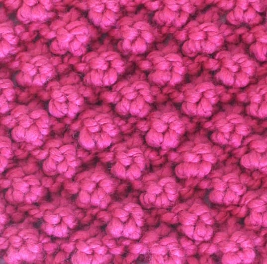 Bobbles Raspberry stitch in pink yarn color.