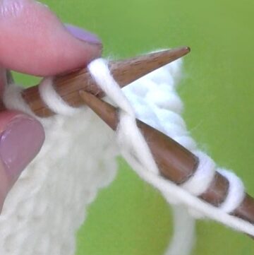 All knitting techniques with wooden needles and white yarn.