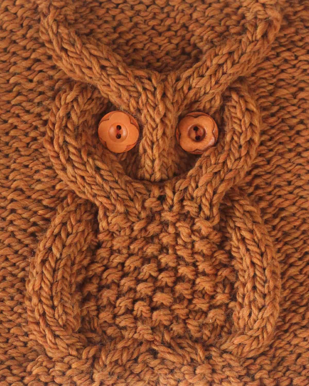 Cabled Owl Stitch in brown yarn color by Studio Knit.