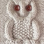 Owl Cable Stitch knitting pattern in beige yarn color by Studio Knit.