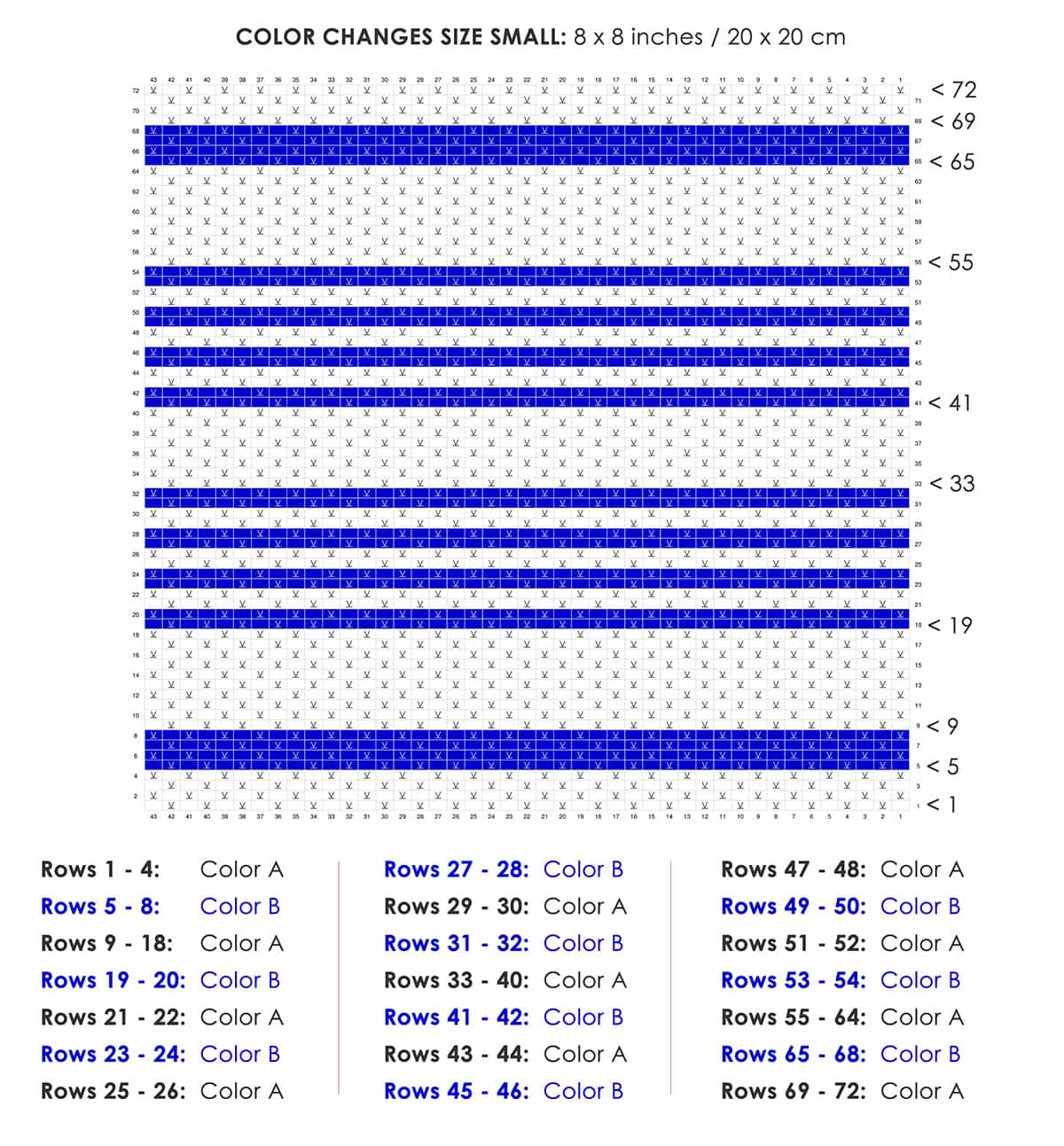 Knitting color chart of the Small 8x8 Linen Dishcloth by Studio Knit.