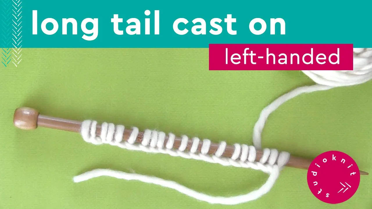 Long tail cast on left-handed with needle and yarn.