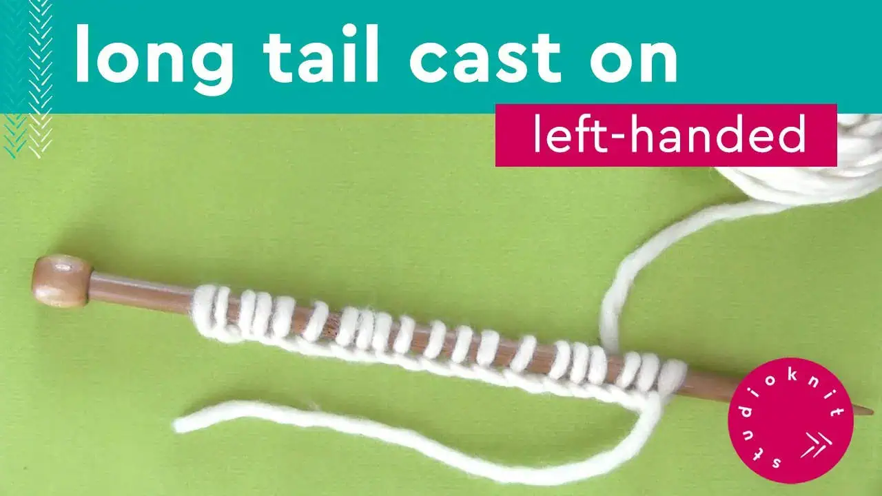 Long tail cast on left-handed with needle and yarn.