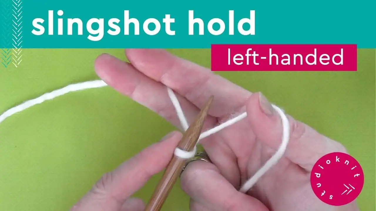 Slingshot Hold with hands demonstrating knitting.