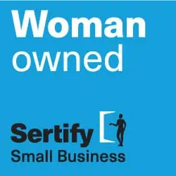 Woman owned Sertify Small Business badge.